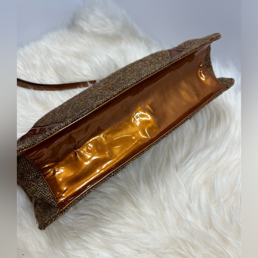 Bottega Veneta Vintage Tweed Patent Leather Copper Color Leather Shoulder Clutch - Picture 5 of 17